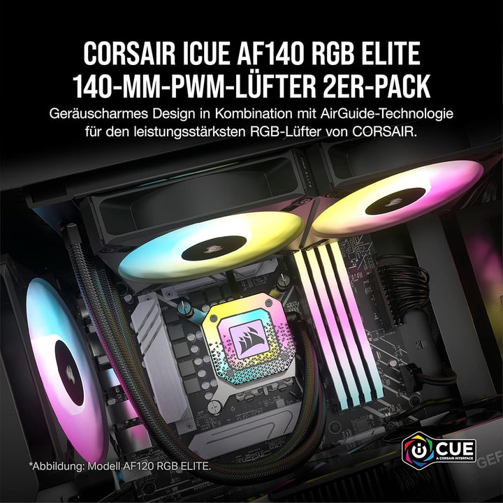 Corsair iCUE AF140 RGB ELITE 140 mm PWM Triple Fan Kit - Eight RGB LEDs Pro Fan - AirGuide Technolog