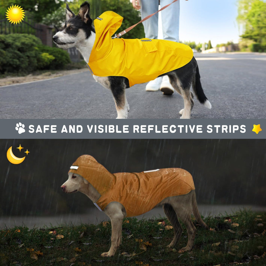 Idepet Regenmantel für Hunde mit Kragenloch Wasserdicht Reflektierend Winddicht Poncho Regenjacke mi