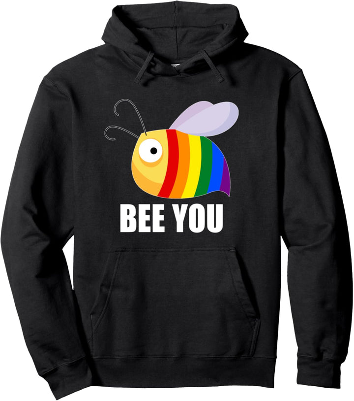 Be You Bee Gay Lesbian Pride LGBT Awareness Rainbow Flag Pullover Hoodie