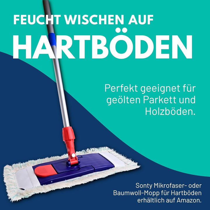 Sonty Profi Wischmopp Baumwolle geöltes Parkett 40 cm – 2 Stück Parkettmopp für Holzböden in Haushal