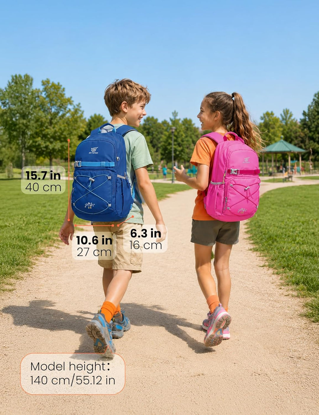 SKYSPER Kinderrucksack komfortabler Wanderrucksack Kinder für Jungen & Mädchen Blau, Blau