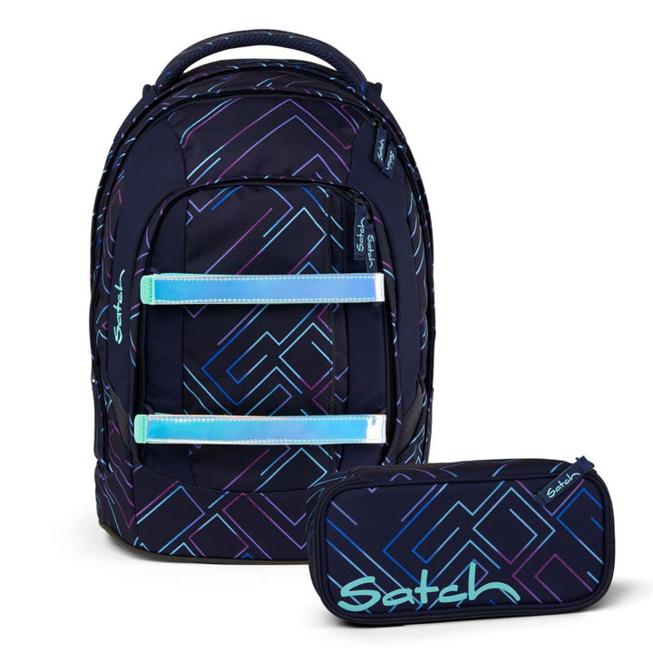 Satch Pack Schulrucksack Set 2tlg. mit Schlamperbox Purple Laser, Purple Laser