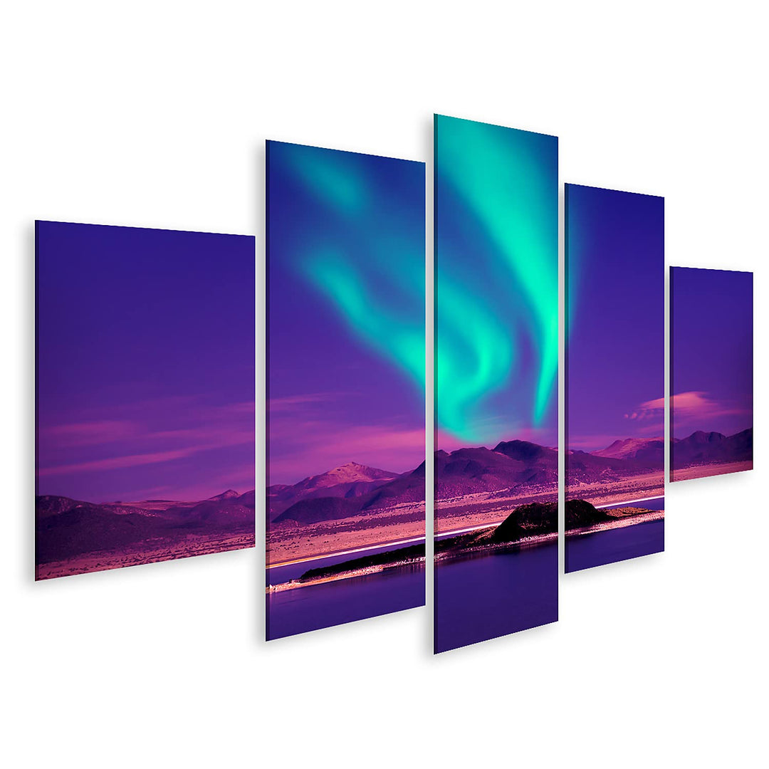 islandburner Bild auf Leinwand Nordlicht Aurora Borealis Bilder Wandbilder Poster Leinwand 170x80cm
