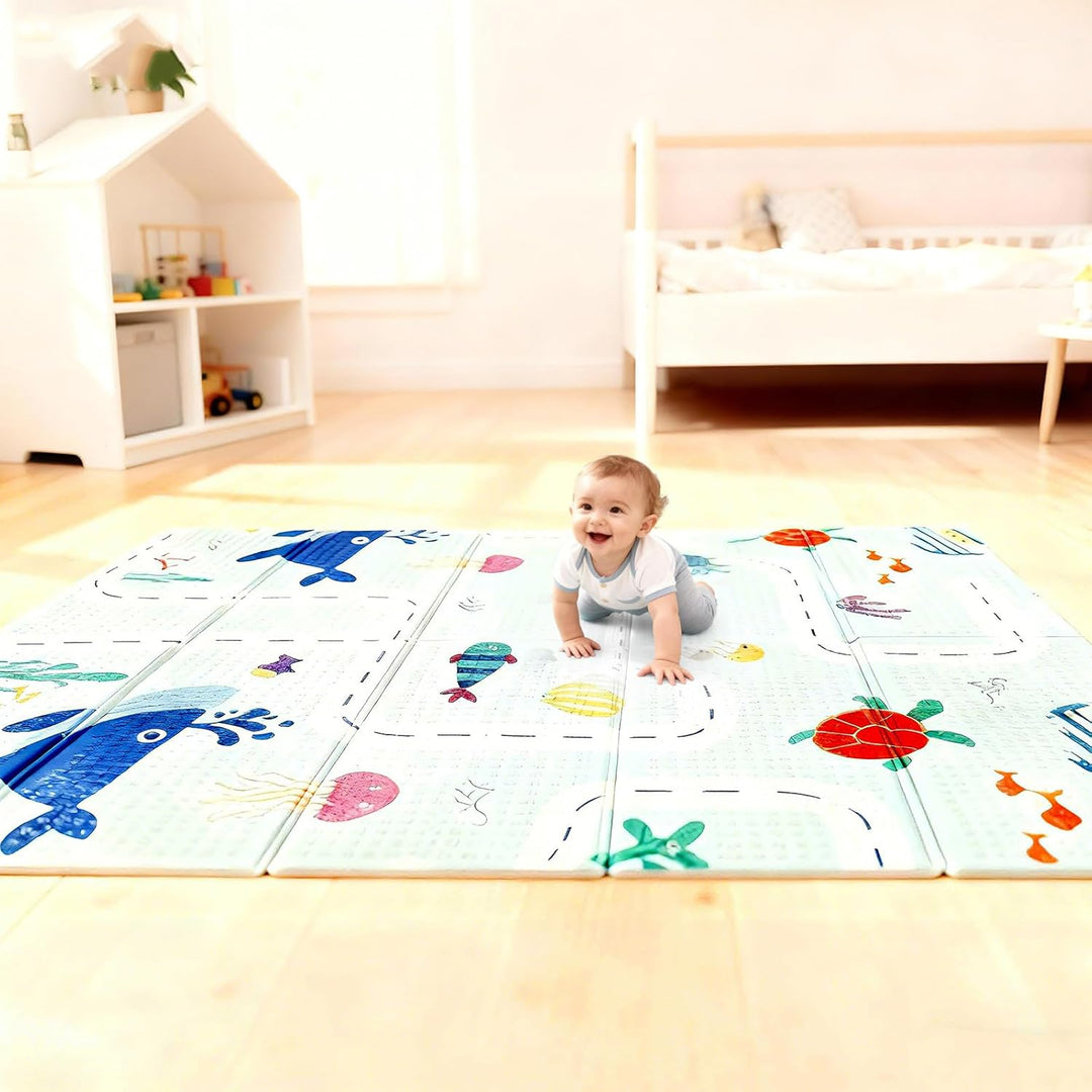 Huracan Premium Spielmatte Baby, Krabbelmatte Kinder 180x120cm, EXTRA DICK 10mm Beidseitig Babymatte