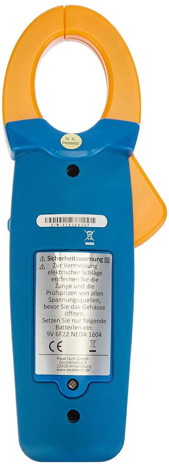 PeakTech 1615 – Zangenmessgerät 1000A AC/DC, Stromzange Multimeter, TÜV/GS, CAT III, Strommesszange,