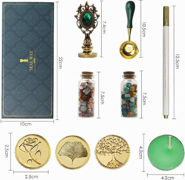 AOMAYLL Wachsstempel Set,Siegelstempel-Set für Briefe, Geschenke,1Griff aus Zinklegierung,3 Messingk