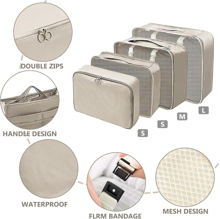 Adorila 8er-Set Packwürfel für Reisen, Gepäckverpackungs-Organizer für Damen, Netz-Gepäck-Organizer-