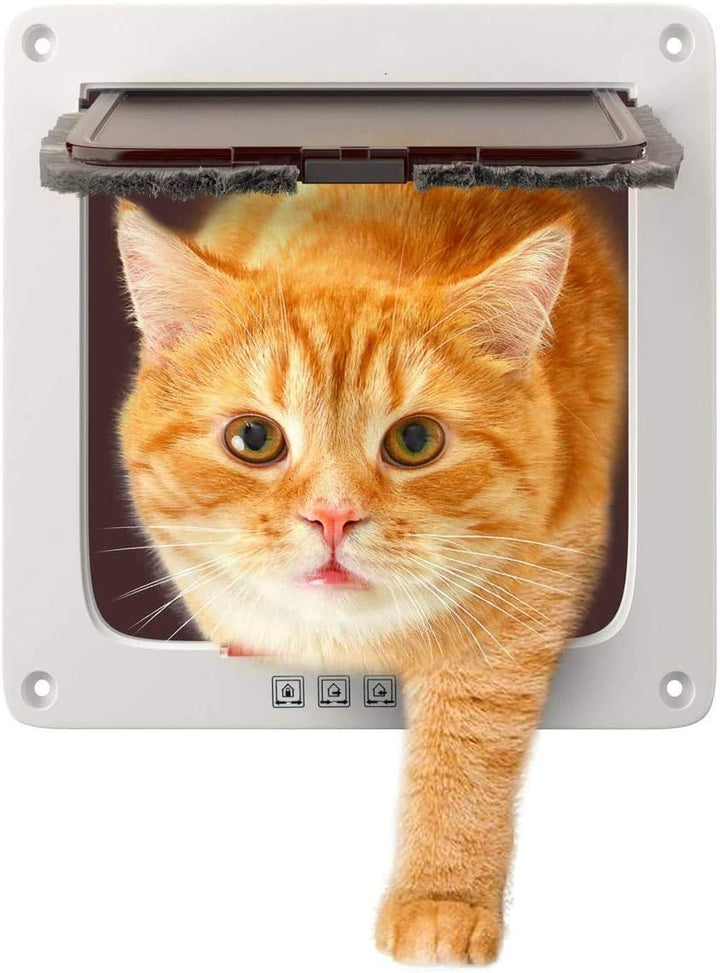 Sailnovo Katzenklappe Hundeklappe 4 Wege Magnet-Verschluss für Katzen und kleine Hunde - Hundetür Ka