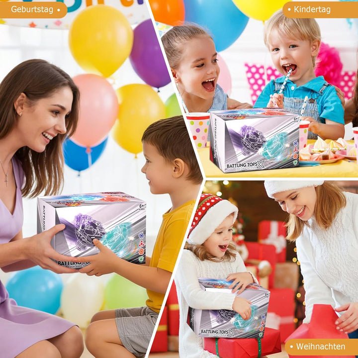 X Battle-Kreisel Set, 12 Spinning-Top-Spielzeuge mit 3 Launchern, 1 Griff & tragbarer Aufbewahrungst