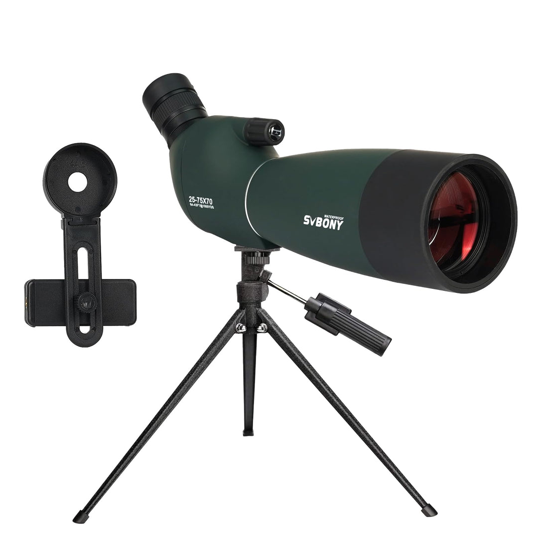 Svbony SV28PLUS Spektiv für Zielschiessen, 25-75×70mm BAK4 A5 Weinrotes FMC Objektiv, Spektive mit T