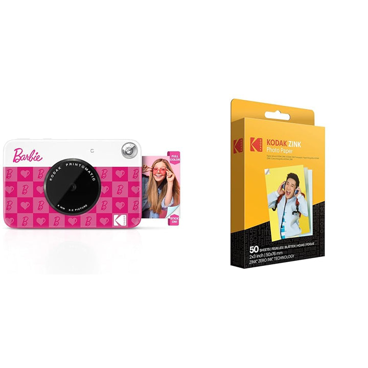 Barbie x Kodak Printomatic Vollfarb-Sofortdruck-Digitalkamera + KODAK 2"x3" Premium-Fotopapier (50 B