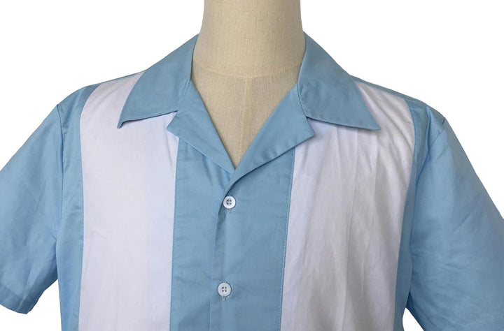 Candow Look Herren Freizeit-Hemd Online Rock Revival Men Shirts L Blue+white, L Blue+white
