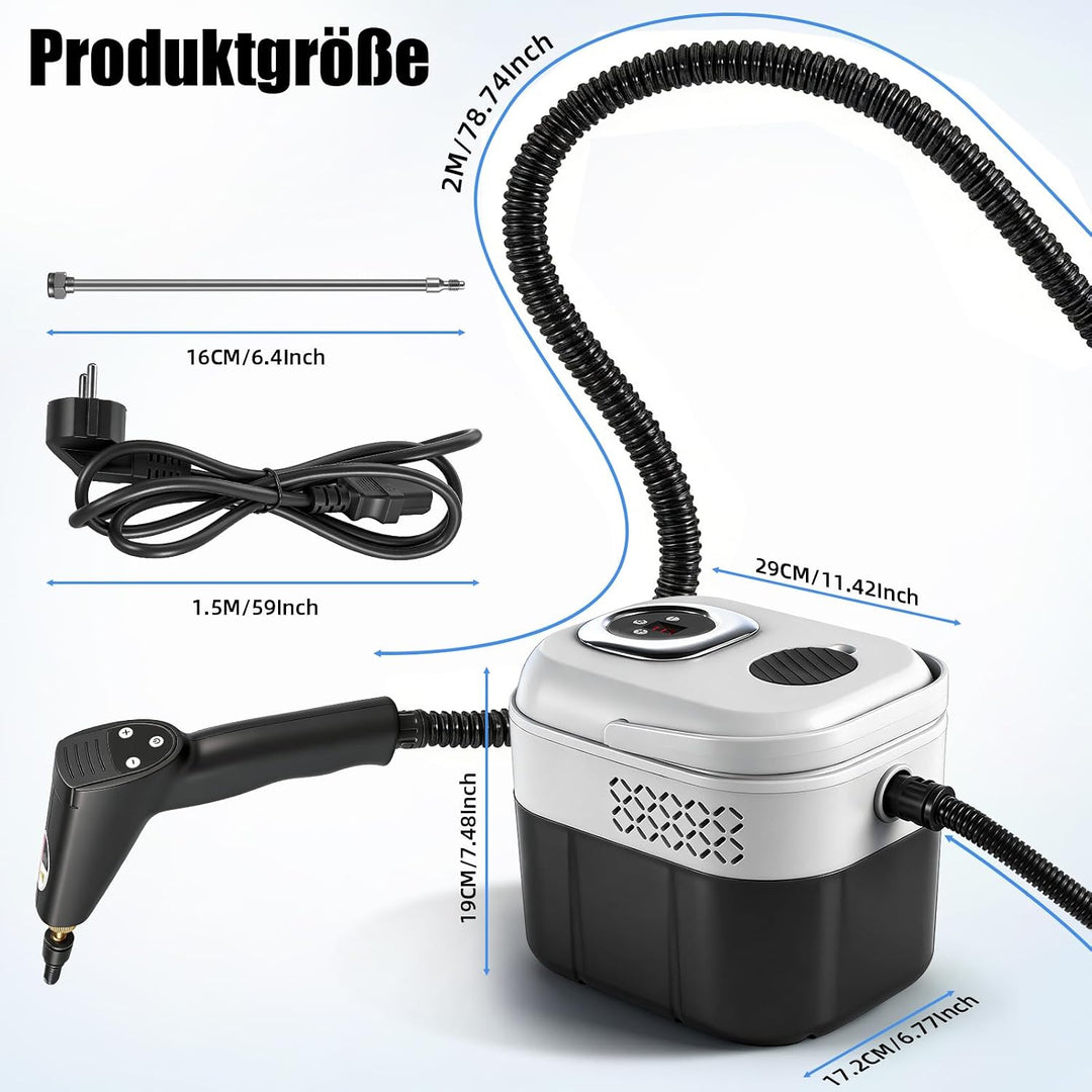 2500W Handdampfreiniger, 6 Geschwindigkeitsstufen, 1,7L Wassertank Steam Cleaner, Dampfreiniger Hand