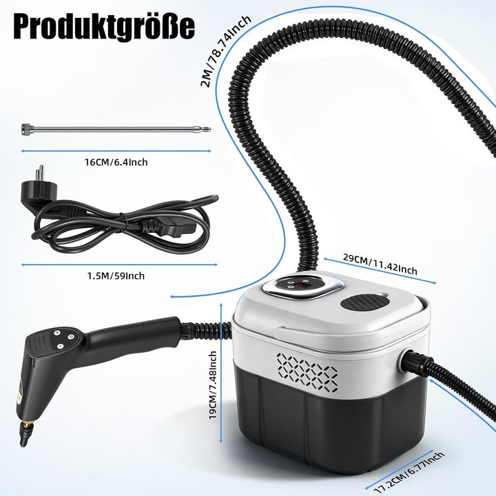 2500W Handdampfreiniger, 6 Geschwindigkeitsstufen, 1,7L Wassertank Steam Cleaner, Dampfreiniger Hand
