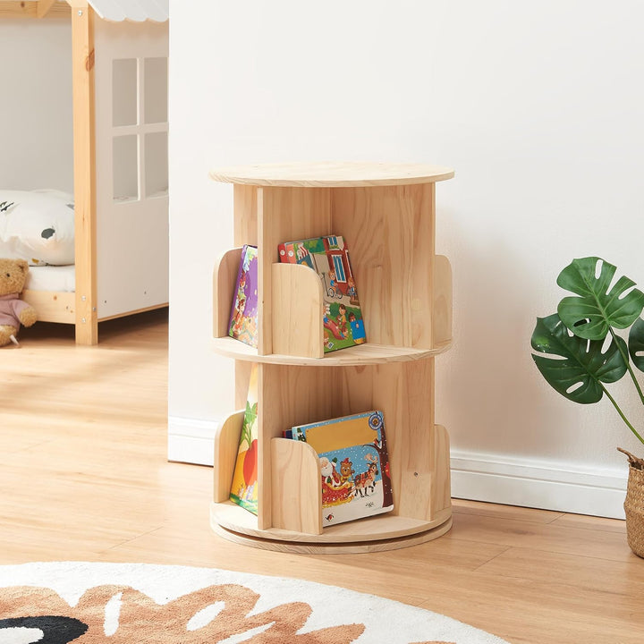 [en.casa] Drehbares Bücherregal für Kinder Chasek Spielzeugregal mit 2 Ebenen Drehregal Kiefernholz