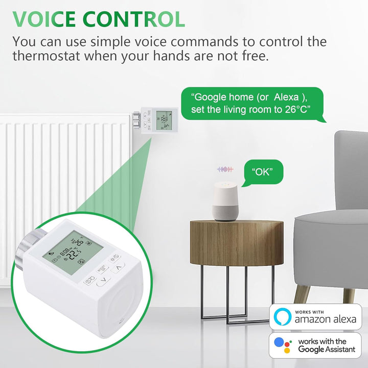 Wengart Smartes WiFi Heizkörperthermostat WG359, Energiesparendes Tuya TRV, App-Steuerung ohne Gatew