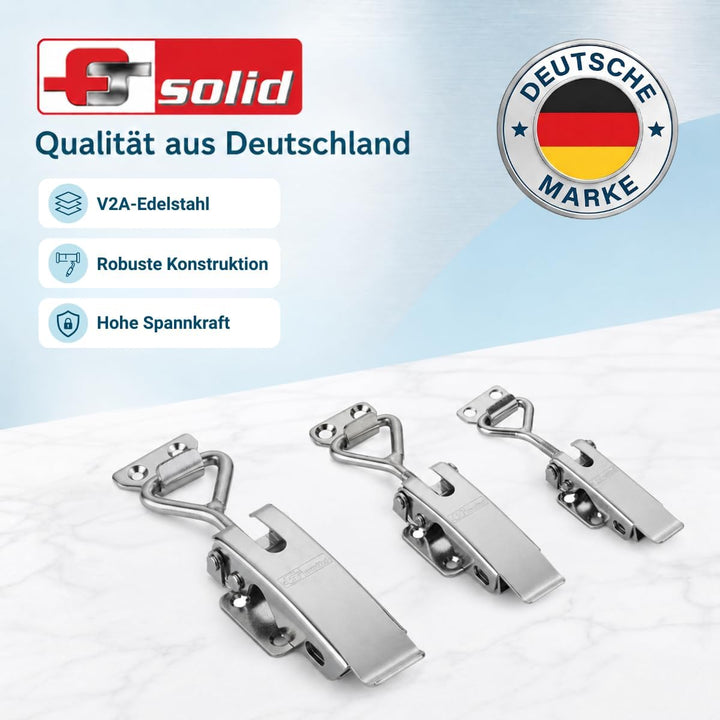 FTsolid einstellbarer Spannverschluss aus Edelstahl ESS2 Kistenverschluss rostfrei verstellbar Hebel