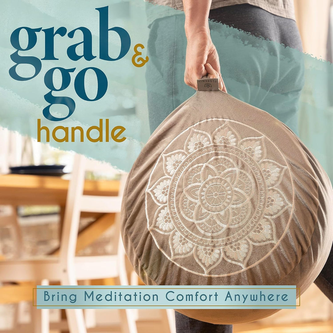 Florensi Meditationskissen (40,6 x 40,6 x 12,7 cm), grosses Samt-Meditationskissen, Premium-Yoga-Kis