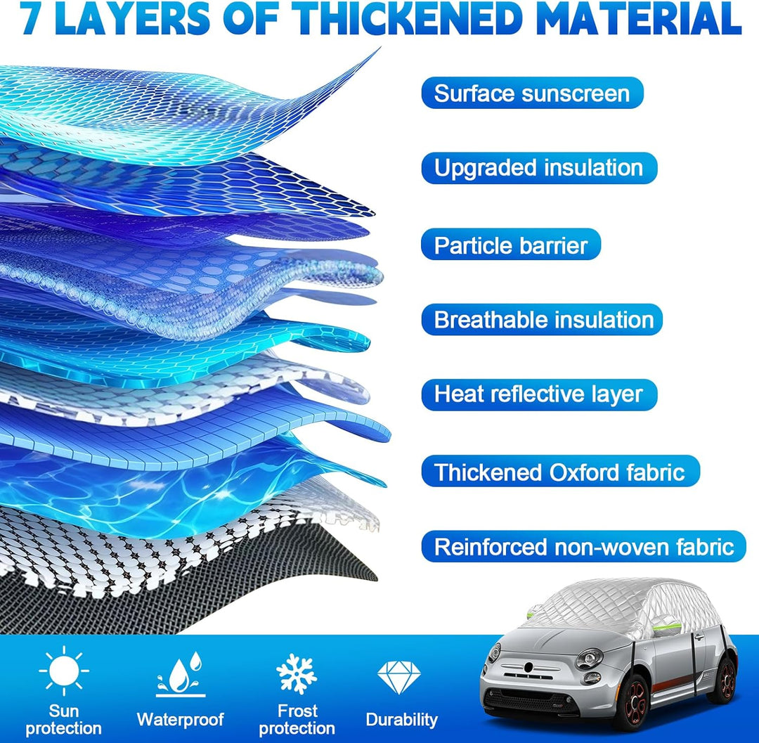 Halbe Autoabdeckung Schrägheck Universalmodell 300X150X49cm, Verdickte Halbgarage Wasserdicht Ersatz