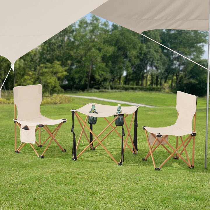casa.pro Gartenmöbelset Banzi 3-TLG. Campingset 2 Stühle und Tisch faltbares Picknickset aus Textilg
