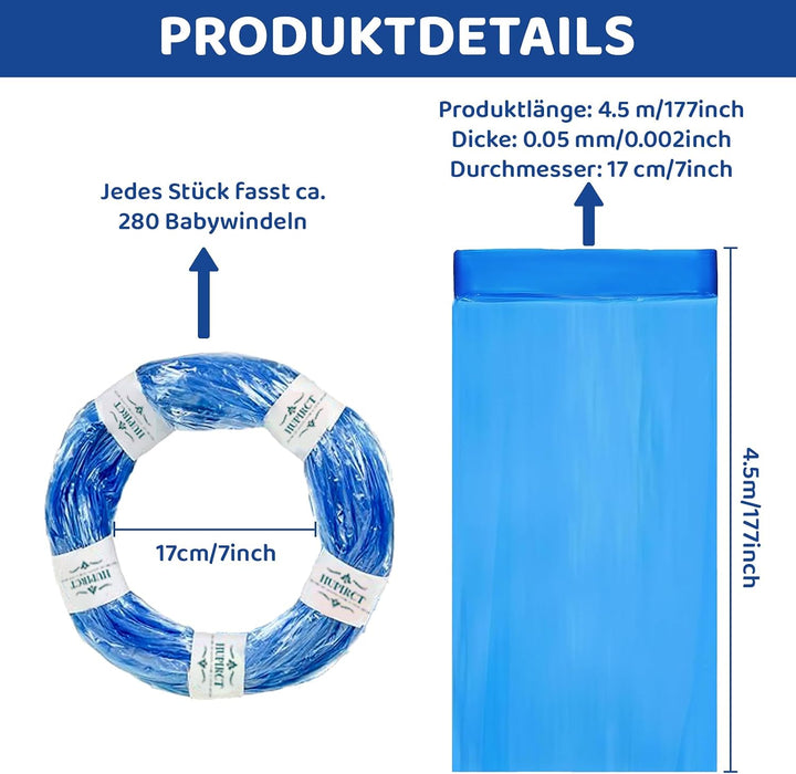6 Stück ORIGINAL Windeleimer Nachfüllkassetten, Neu eingeführtes EVOH-Material mit hoher Barriere, V