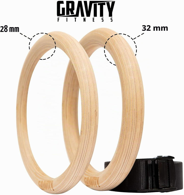 Gravity Fitness Holz-Gymnastikringe 32mm, 32mm