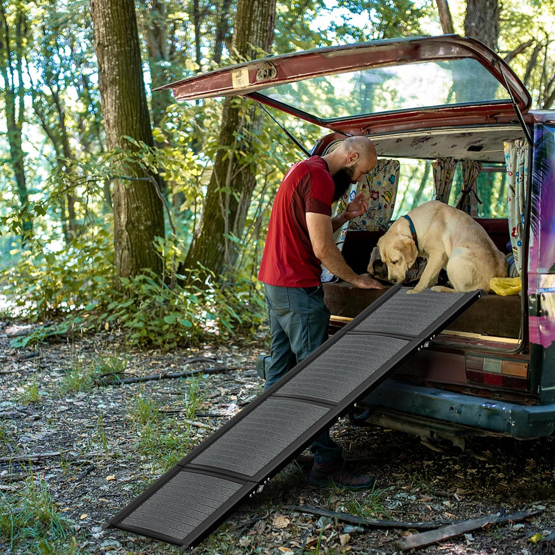 UISEBRT Klappbare Hunderampe für Autos & SUVs, Aluminium Hundetreppe 157x43cm, Tragbare Sicherheitst