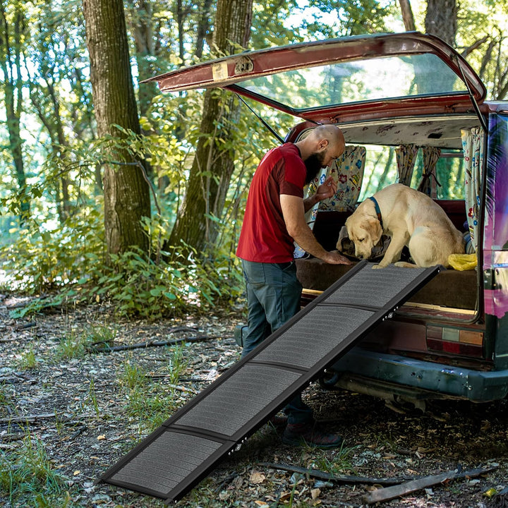 UISEBRT Klappbare Hunderampe für Autos & SUVs, Aluminium Hundetreppe 157x43cm, Tragbare Sicherheitst