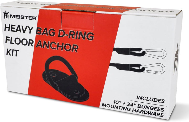 Meister Doppel-End Boxsack D-Ring Bodenanker-Montagekit mit Bungees – Schwarz