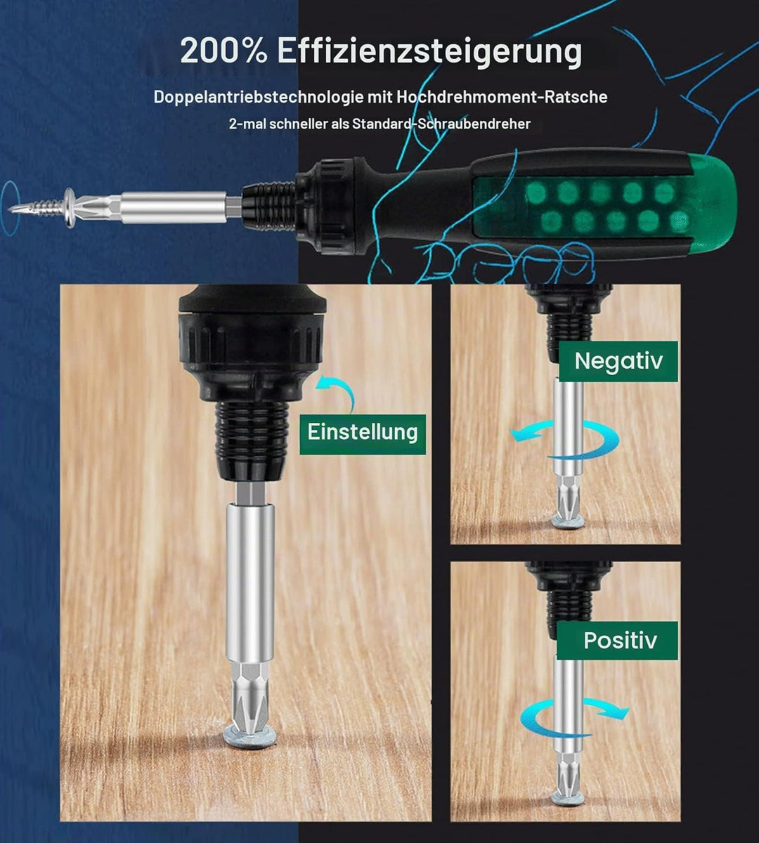 Ratschenschraubendreher Set mit magnetischen 10 Bits, alles in einem kleinen Taschen-Design, 1 Packu