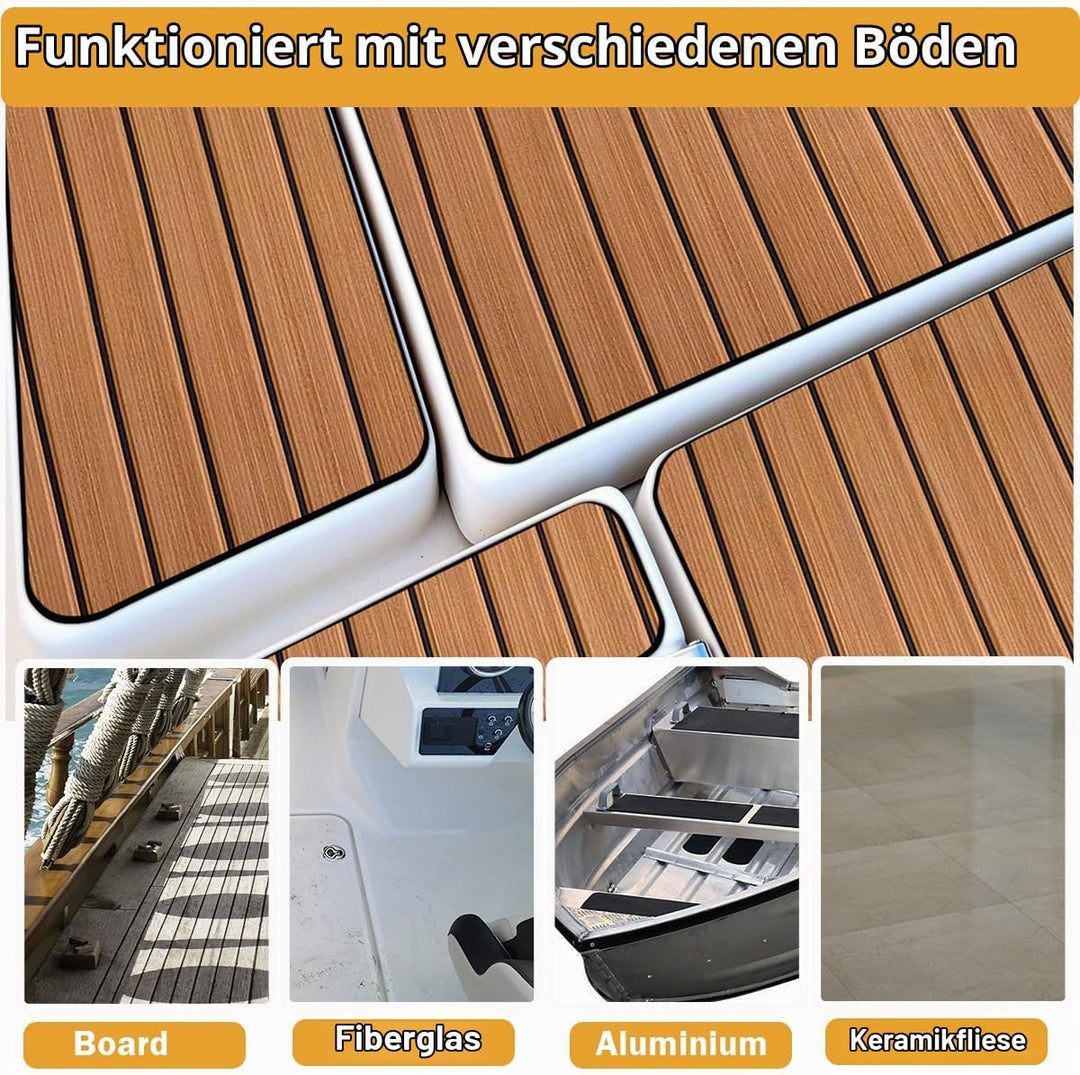 Hzkaicun Eva Schaum Boot 240x17/41/60/90 cm, Teakholz Eva Schaum Bodenbelag, Selbstklebende Deck Tep