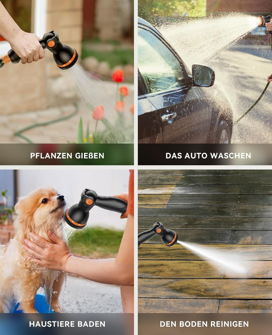 SUNPOW Wand Schlauchbox RollUp 15m- Schlauchtrommel Wandmontage Mit 10 Funktion Sprayer Düse - Jede