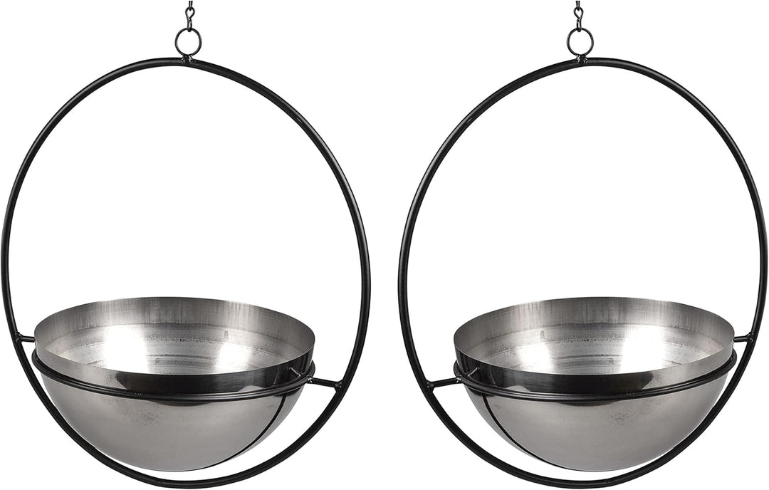 DanDiBo 2er Set Blumenampel Innen Metall Wand Hängepflanzen 78 cm 96087 L mit Topf Silber Pflanzenhä