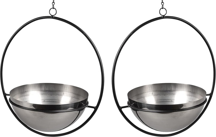DanDiBo 2er Set Blumenampel Innen Metall Wand Hängepflanzen 78 cm 96087 L mit Topf Silber Pflanzenhä