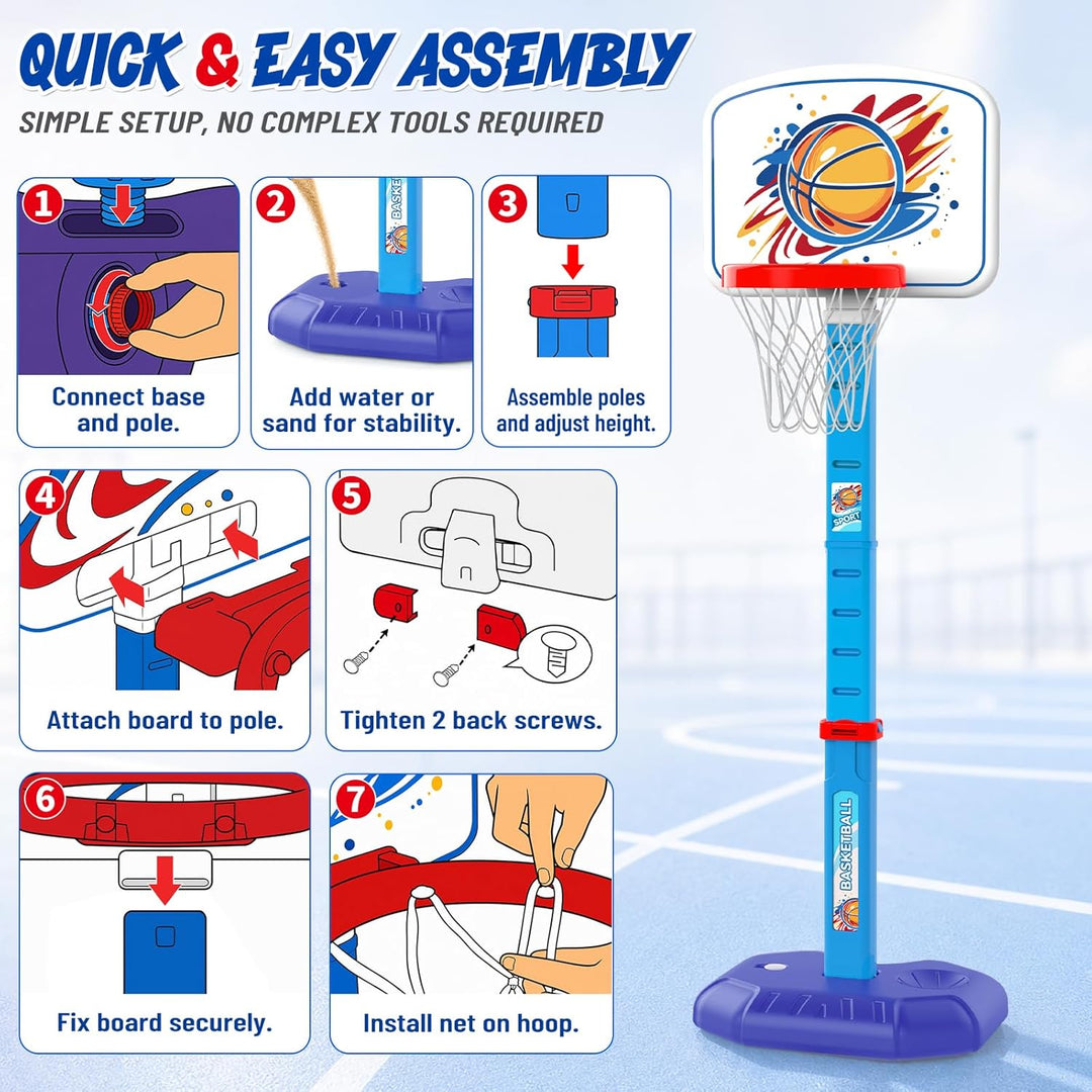 YESHIN Basketballkorb Kinder Indoor Outdoor Blau, Blau