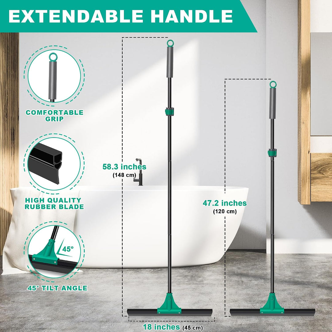 JEHONN Wasserschieber Bodenabzieher Abzieher Dusche Boden mit Teleskopisc Stiel 148 cm, Wasserabzieh