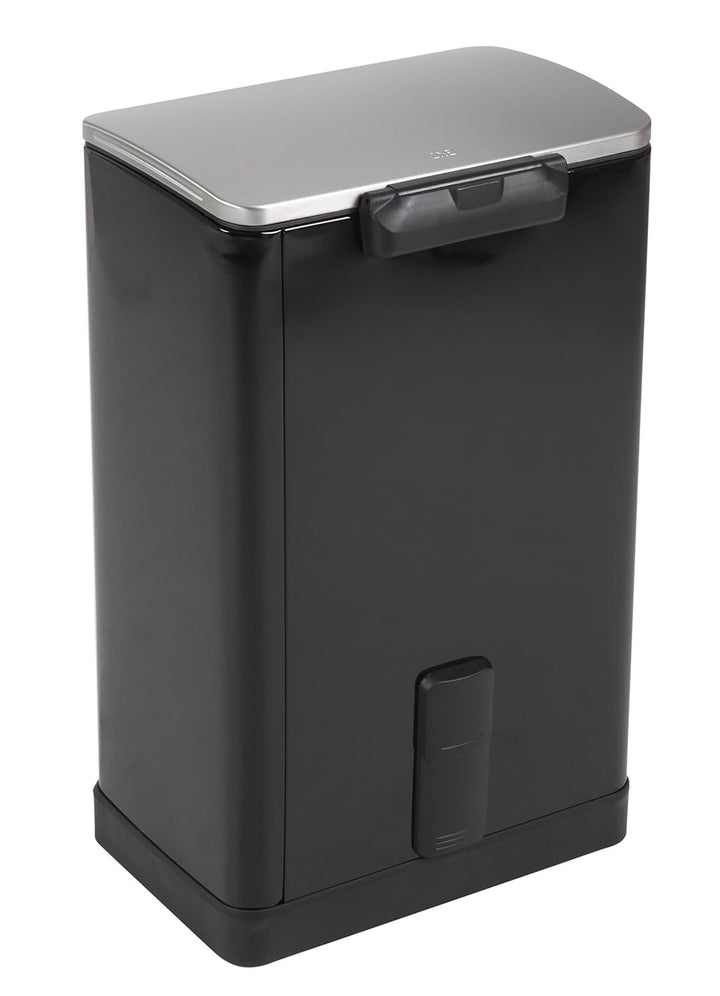 EKO E-Cube Tretmülleimer 40L Metall (34.5 x 40.3 x 65 cm, Dämpfer-System, Fingerabdruck frei, Stay-O