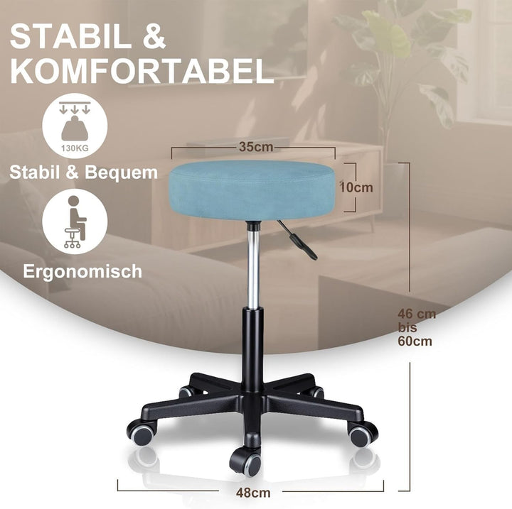 Zedelmaier Rollhocker höhenverstellbar, Bürohocker mit Gummirollen, 360° drehbar Hocker mit Rollen &