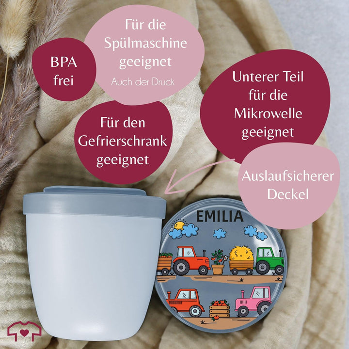 Shirtracer Mepal Müslibecher personalisiert Bauernhof Traktoren 3 Hellblau, 3 Hellblau