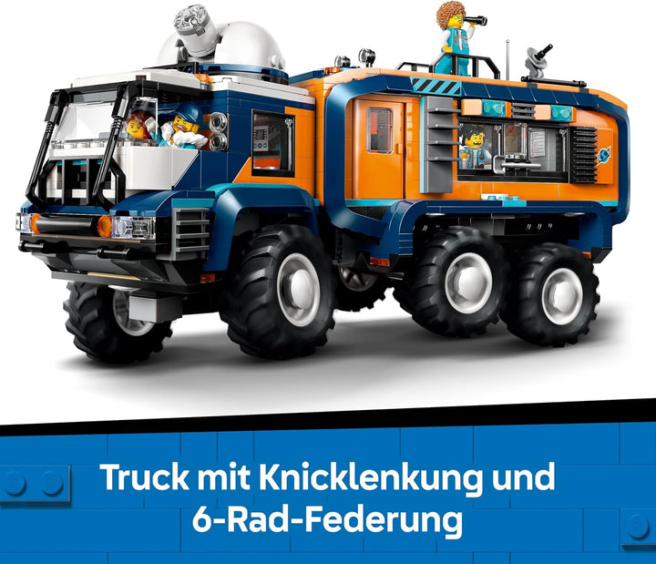 LEGO City Arktis-Truck mit Labor – BAU- und Spielset – Erkundungsfahrzeug mit Lenkung und Federung –