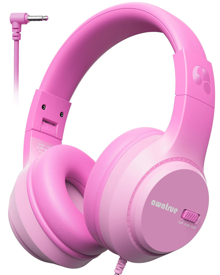 Kinder Kopfhörer, 74/85/94dB Sichere Lautstärke Kopfhörer Kinder mit Kabel, Stereo Sound, Faltbare,