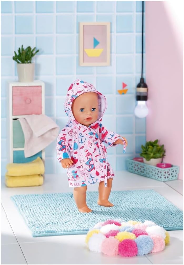BABY born Bath, Puppenbademantel mit maritimen Motiven, für 43 cm Puppen 830642 Zapf Creation