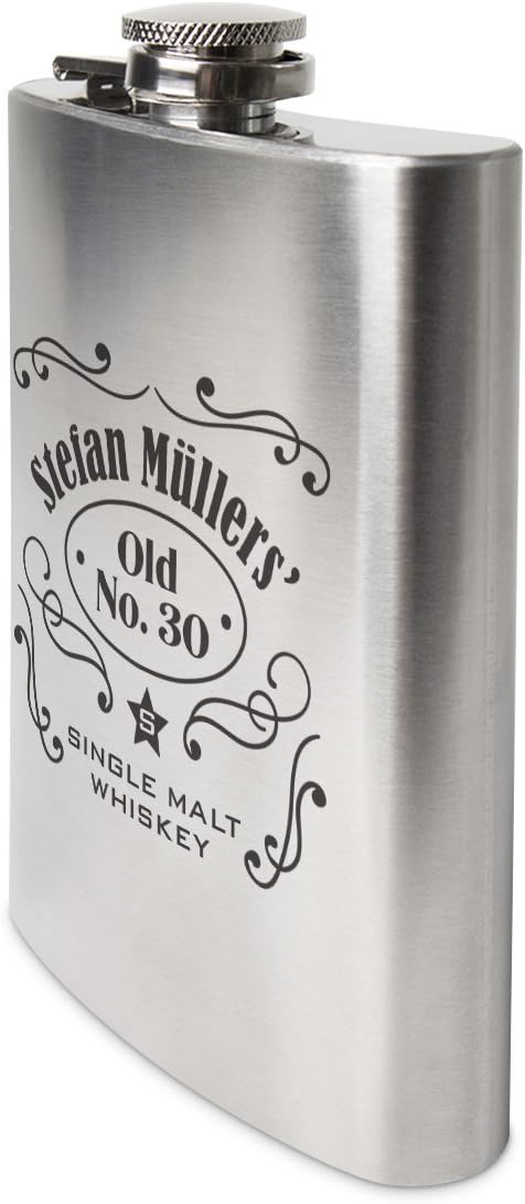Flachmann Edelstahl 8oz. 237 ml mit individueller Gravur - Markenwhisky, Markenwhisky