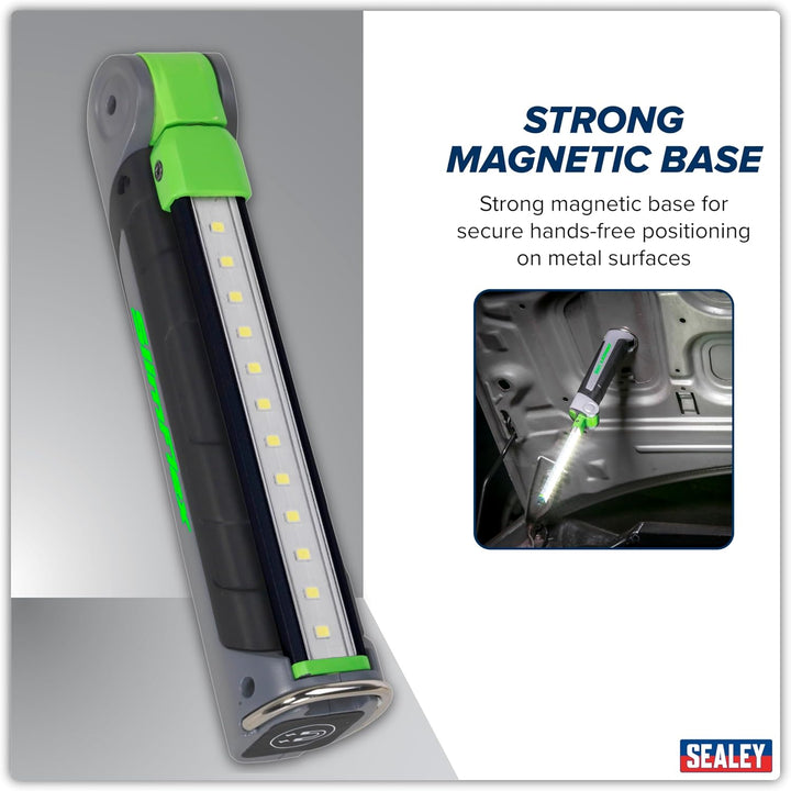 Sealey LED180 12 SMD LED + 1W LED Wiederaufladbare Slim Inspektionslampe Lithium-Ionen