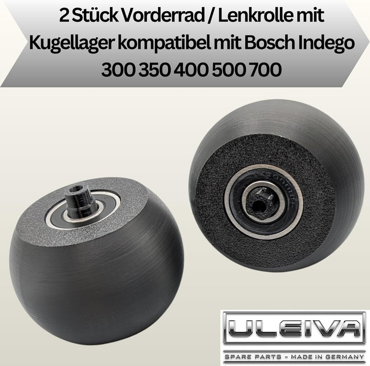 2 Stück Ersatz Vorderrad mit Kugellager kompatibel mit Bosch Indego 300 350 400 500 700 Mähroboter L