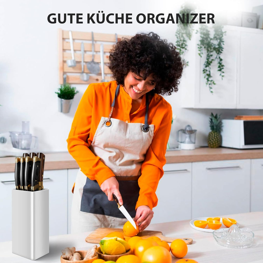 Cheerhom Messerblock Ohne Messer Square, Universal Messerblock mit Flexiblen Lamellen, Messerhalter
