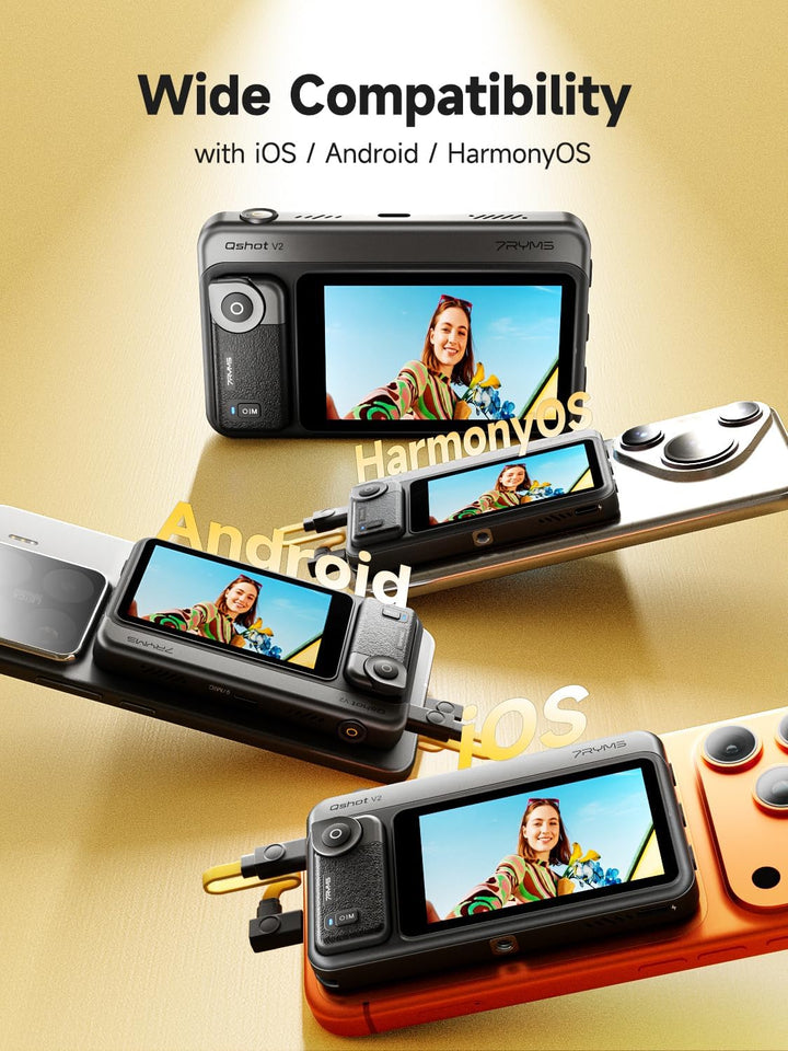 7RYMS Qshot V2 Selfie-Monitor-Bildschirm für iPhone & Android,4K 60fps magnetischer Rückkamera-Monit
