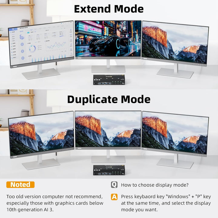 KVM Switch 3 Monitore 4 PC, 2 Displayport + 1 HDMI USB 3.0 KVM-Umschalter, unterstützt 4K@60 Hz für