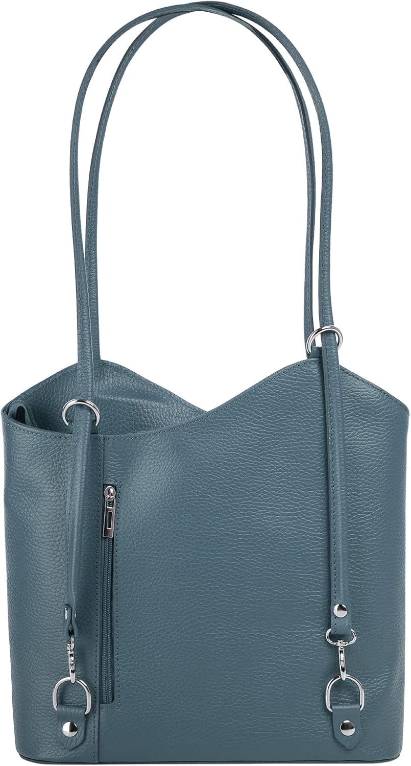 Cluty Shopper Rucksack Kombination Echt Leder Damen | | 016715 Hellblau, Hellblau