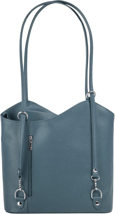 Cluty Shopper Rucksack Kombination Echt Leder Damen | | 016715 Hellblau, Hellblau